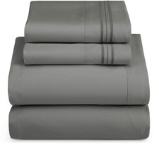 Nestl 4-Piece Deep Pocket Sheet Set, Charcoal Stone Gray, Queen