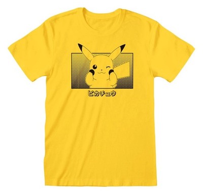Pokémon T-Shirt Größe M Neu Pikachu Katakana Anime Manga Pokemon Gelb