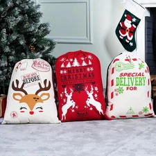  h2 3 Packs Santa Sack – Large Christmas Canvas Gift Bags with Drawstring (26&qu