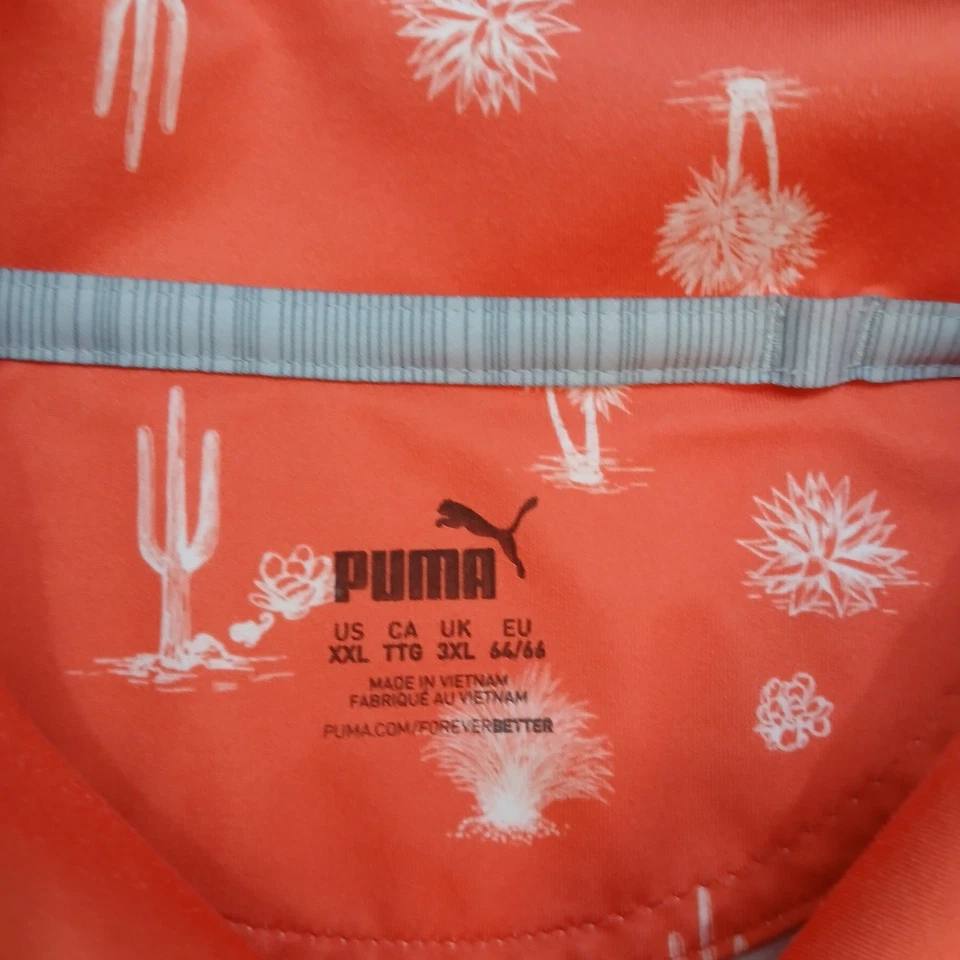 Puma Polo мужские XXL 3XL оранжевый кактус печать AOP гольф производительность эластичной гибкий - Изображение 3 из 4