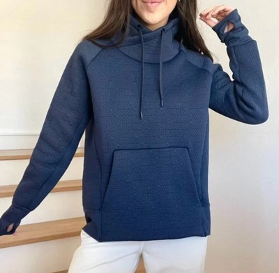 EUC! Athleta Jacquard Elevation Textured Pullover Sweatshirt XS Navy Blue