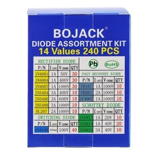 BOJACK 14 Value 240 pcs Diode Assortment Kit Contain Rectifier/Fast... 