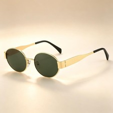 New Arrival Metal Oval Sunglasses, Trendy Face Slimming UV Protection Shades