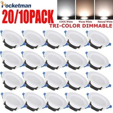 20/10Pack Three Color Dimmable Downlight LED Recessed Downlight LED Driver 7W