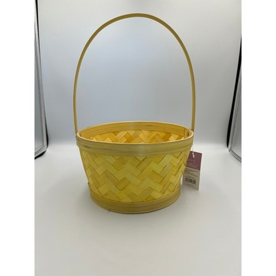 Spritz Easter Basket Kids OS Yellow Brand New Woven Bamboo Decorative Handle