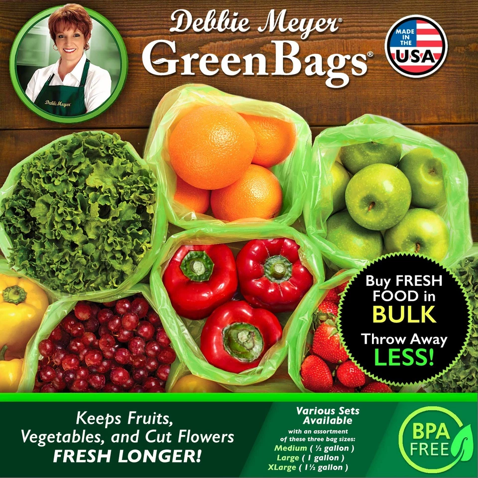 , Paquete de 40 GreenBags (16M, 16L, 8XL) | Bolsas de almacenamiento reutilizables para mantener frutas, verduras... Foto 2 de 4