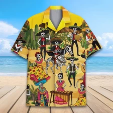 Day of the Dead Mariachi Hawaiian Shirt – Skeleton Fiesta Aloha Style