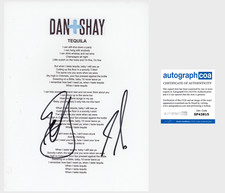 DAN + SHAY SIGNED AUTOGRAPH TEQUILA LYRIC SHEET & COA DAN SMYERS & SHAY MOONEY
