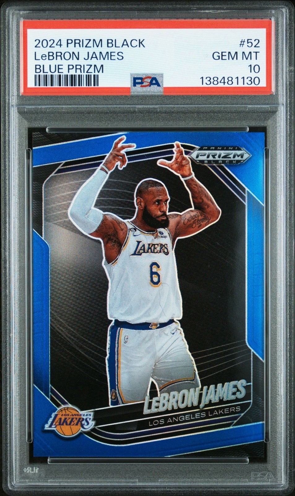 2024-25 Panini Prizm Black - LeBron James #52 Blue Prizm /199 PSA 10