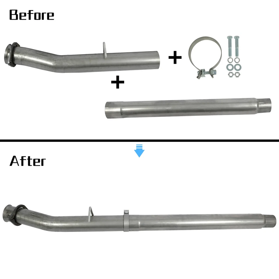 For 08-10 Ford Super Duty F250 F350 6.4L Stainless Steel 4'' Tubro Exhaust Pipe Foto 4 de 4