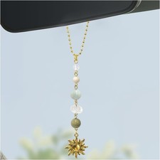 Sun Hanging Car Charm Boho Rear View Mirror Crystal Sun Catcher Green US