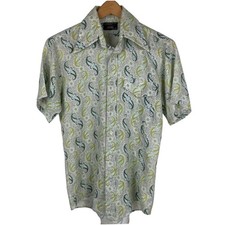 Vintage 70s DIsco Shirt Dagger Collar JC Penny Towncraft Texture Fabric FLAW