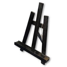NWT Wood Art-Style Easel Picture Display Holder Black Painted Foldable 14 1/2"