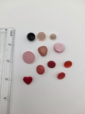 Radiant Ruby & Rose: Set of 10 Pink and Red Shank Buttons