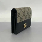 [5dc4249] Portefeuille Gucci GG Marmont/GG Supreme 658610 PVC cuir marron noir or