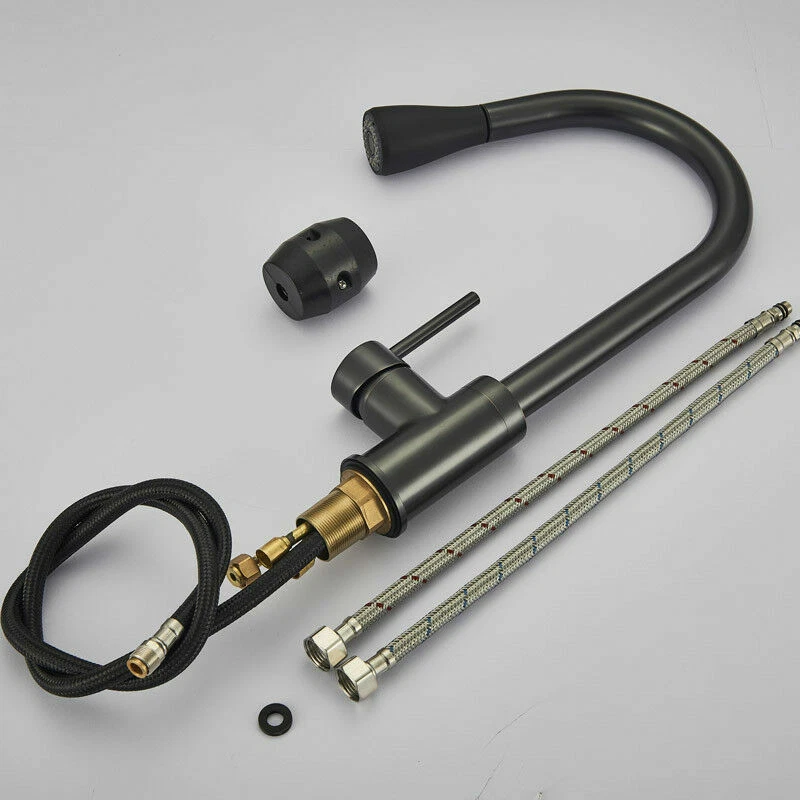 Черный кухонный кран выдвижной распылитель с одной ручкой раковина выдвижной смеситель кран - Изображение 3 из 4