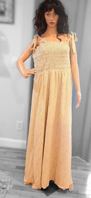 Heimish USA Long, Sleeveless Summer Dress, Tie Shoulders, Light Green  Size 3XL