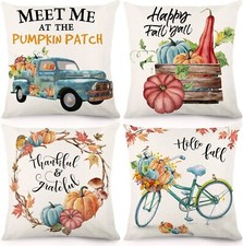 CDWERD Fall Pillow Covers 18x18 Inch Set of 4 Autumn Outdoor Throw Pillow Cov...