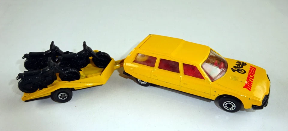 Matchbox Two-Pack 31 Citroen CX & Motorcycle Trailer gelb schwarzer Aufdruck - Bild 2 von 4