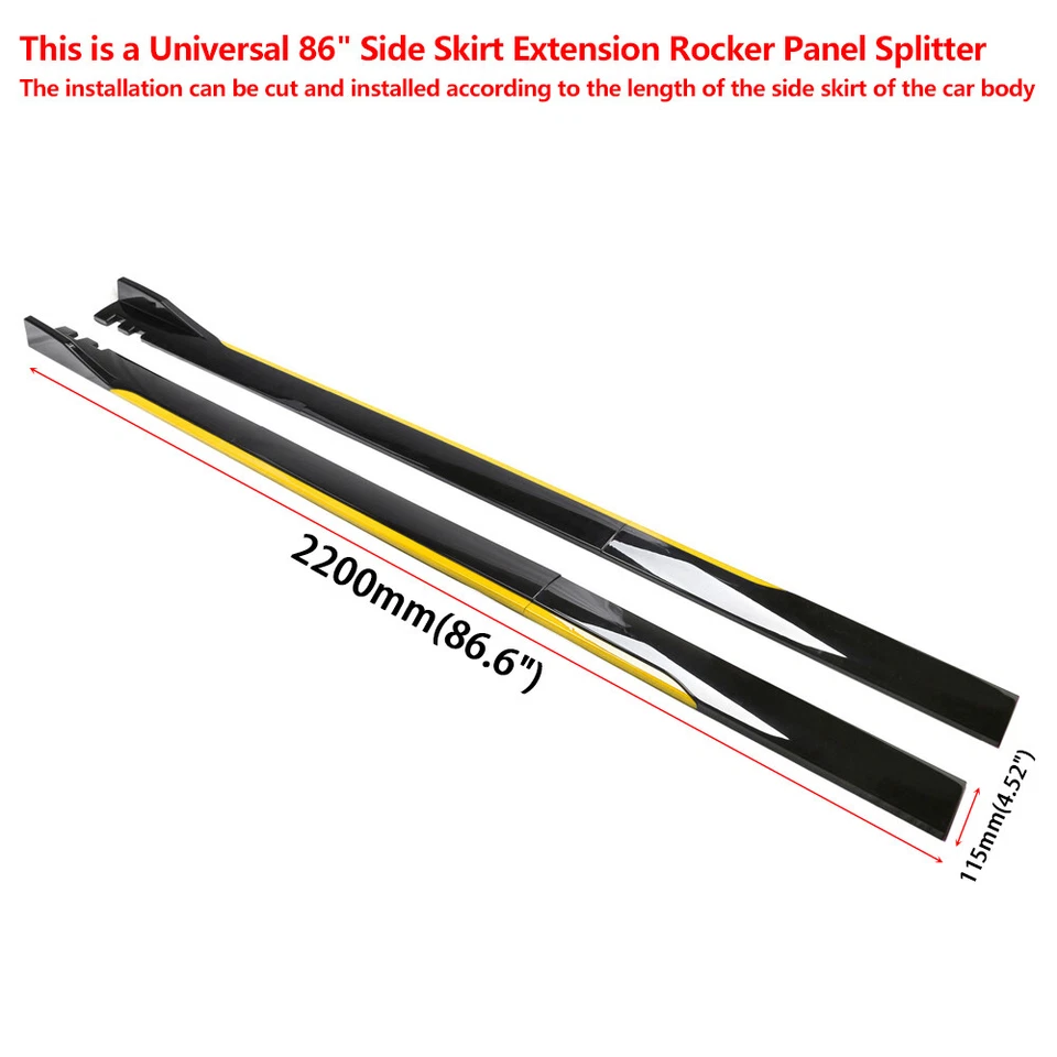 For BMW 640i 650i Coupe 86" Side Skirt Extension Rocker Panel Black Yellow Foto 3 de 4