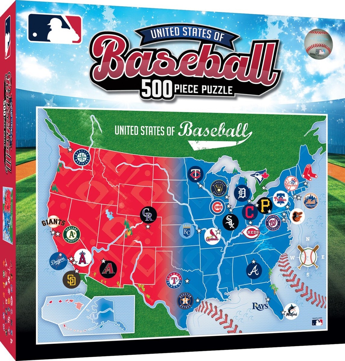 MLB Baseball League Map All Teams 500 Piece Puzzle