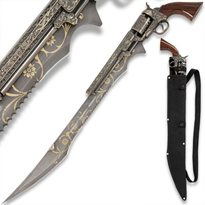 #ad Steampunk Revolver Sword Spinning Barrel Nylon Shoulder Sheath 26quot; Overall $54.99
