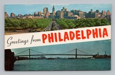 Postcard Greetings from Philadelphia Pennsylvania Split View