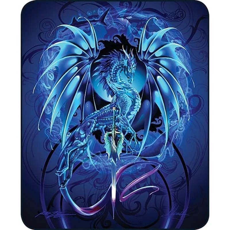 REGAL COMFORT Queen Size Dragon Blue Sea Blade Fantasy Mink Faux Fur Luxury Blanket Plush Soft