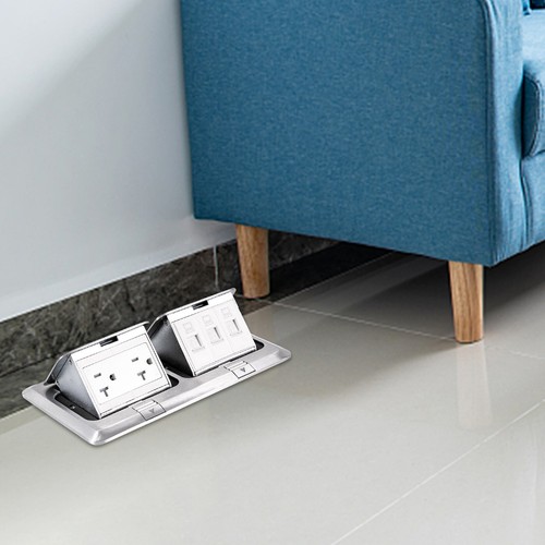 Floor Electrical Outlet Dual Pop Up Floor Outlet Box Multiple Sockets Ac 125v - Picture 5 of 15