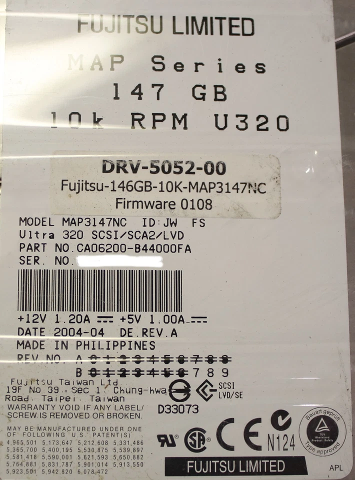 Fujitsu MAP Series MAP3147NC 147GB 10000Rpm SCSI 80pin 3,5'' Hard Drive - Image 2 of 4