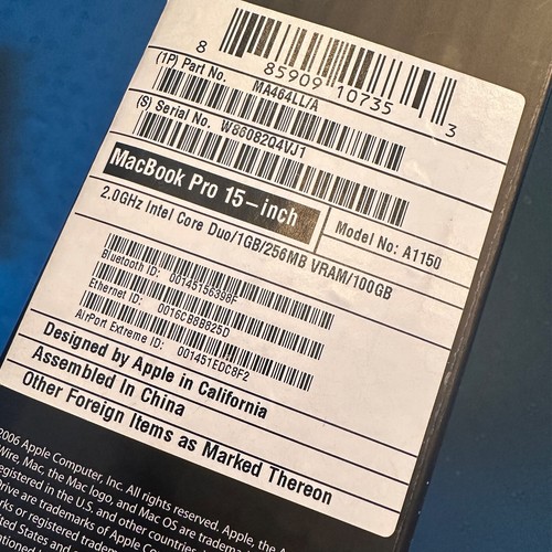 APPLE MacBook PRO A1150 - 15" 2.0GHz Intel Core Duo / 1GB/256MB VRAM/100GB - Afbeelding 6 van 7
