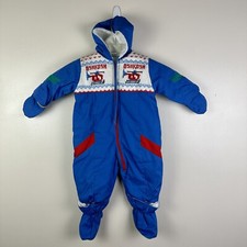 Vintage Oshkosh Toddler Blue Snowsuit With Knit Helicopter 18 Month