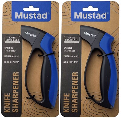 2 units Mustad Knife Sharpener MT097, Ergonomic Handle, Carbide Sharpening Edges