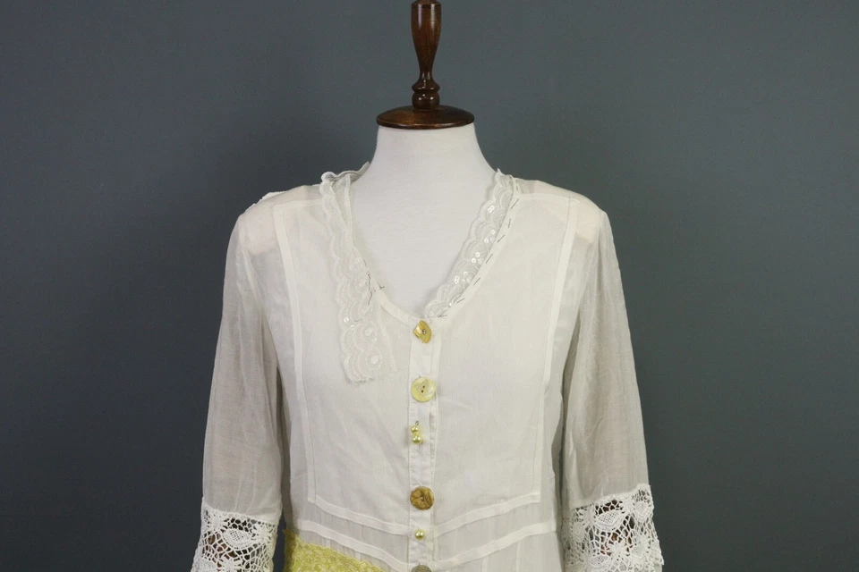 Blusa Top Camisa Manga Larga Malla Floral Blanca Elisa Cavaletti Foto 2 de 4