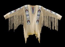 Handmade Powwow War Shirt Regalia Fringe  Beaded Detail Beadwork Tribal SXS138