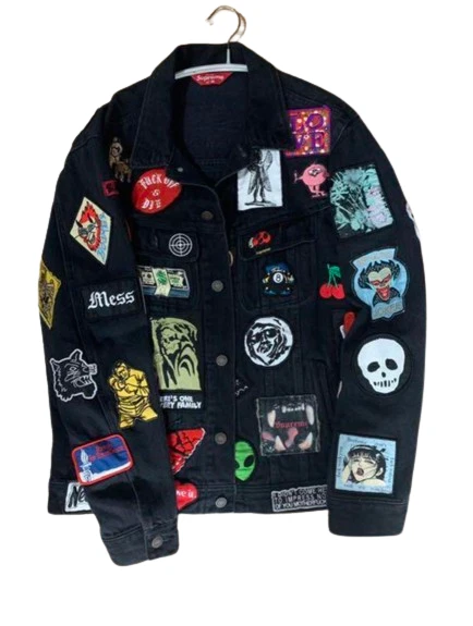 Supreme Patches Denim Trucker Veste Denim Vestes Produit Officiel 202402M