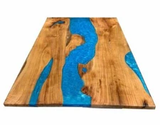 60" x 32" Epoxy Dining Center Table Top Resin River Wooden Furniture Decor
