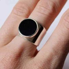 Black Onyx 925 Sterling Silver Statement Handmade Women Gift Ring, All Size M879