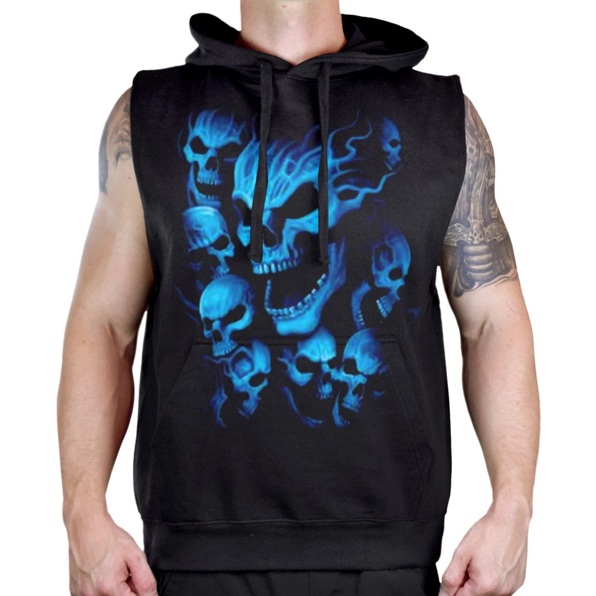 Skull sleeveless hoodie clearance