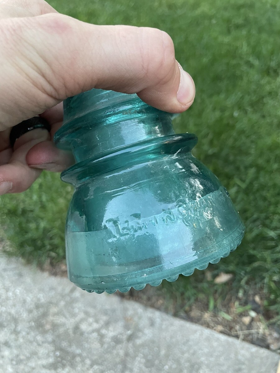 Vintage Large Teal Aqua Blue Hemingray 42 Glass Insulator Railroad