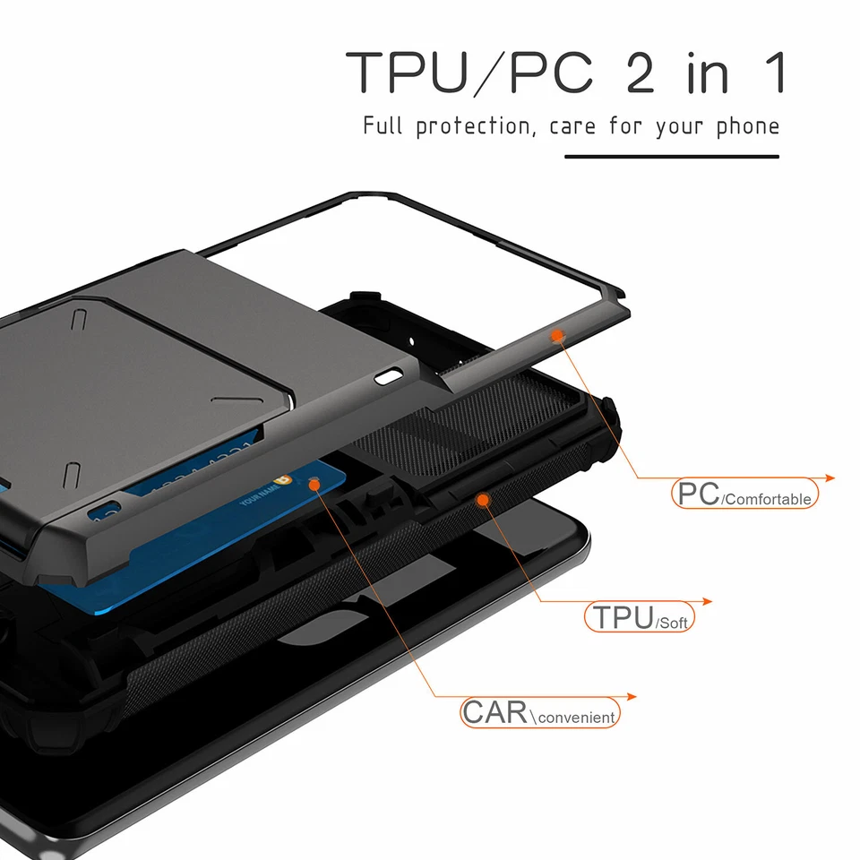 For Samsung S25 S24 Ultra S23 S22 S21 S20 Plus Shockproof Wallet Card Stand Case - Image 4 of 4