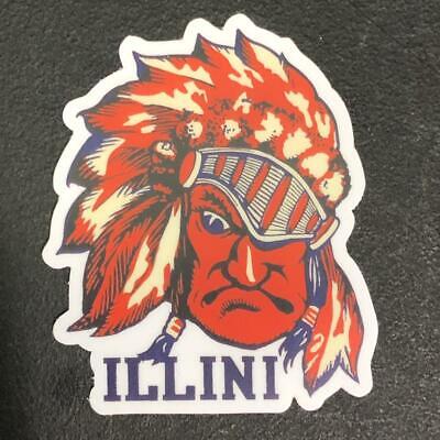 Illinois Fighting Illini Chief Illiniwek 4.5x4.5 in Metallic Decal