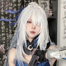Jingliu Cos Wig Long Straight Hair Fashion Honkai: Star Rail White Full Wig Gift