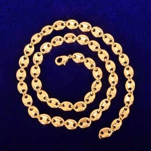Authentic White Gold 24k Yellow Gold Plated 7mm G-Link Coffee Bean Hip Hop Chains Necklace