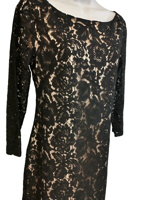 Vince Camuto Black Floral Classic Lace Over Nude Sheath Dress Size 6 EUC | eBay Vince Camuto Black Floral Classic Lace Over Nude Sheath Dress Size 6 EUC | eBay