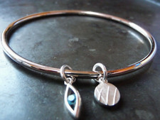 Scottish Ola Gorie Large Silver Mistral Bangle Bracelet Blue Topaz Boxed