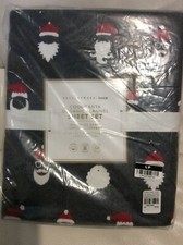 Pottery Barn Teen Cool Santa Organic Flannel Twin Sheet Set Charcoal Gray Multi