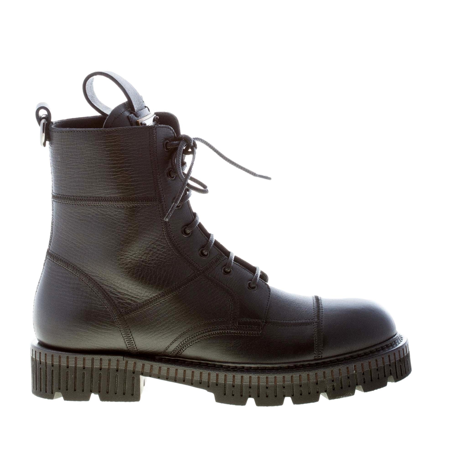 DOLCE e GABBANA scarpe uomo Stivaletto anfibio Bernini in pelle nero con lacci