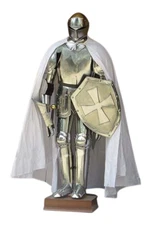 Knight Full Suit of Armor Custom LARP Halloween Costume Cloak, Shield, Chainmail