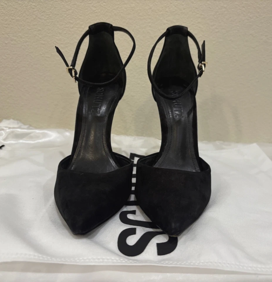 Schutz "Irma" Women's Black Pointed Toe Suede Shoes SZ 7 buckle Closure Leather - Image 4 of 4